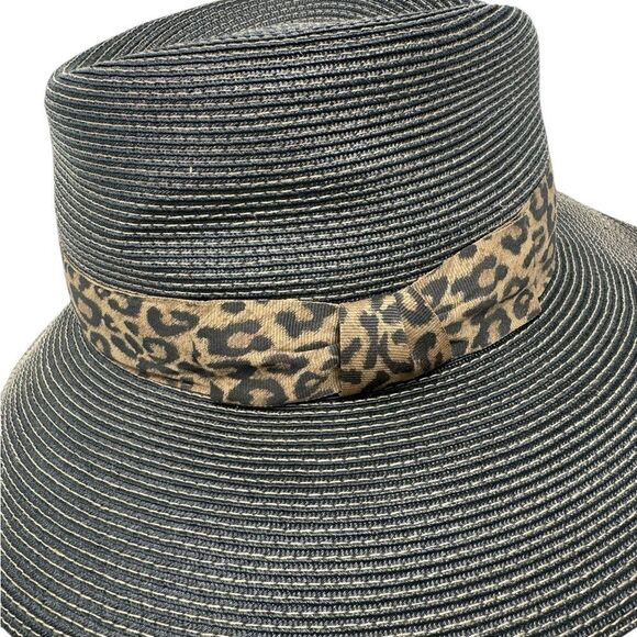 Eric Javits SquisheeStraw Fedora Hat – Leopard Print Band – Packable – UPF 50+